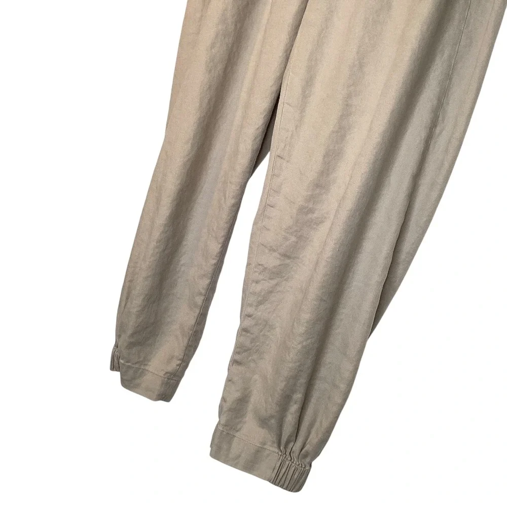 Babaton Aritzia Women Tan Linen Blend Elastic Waist Pull On Jogger Pants Size‎ S